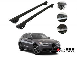 Alfa Romeo Stelvio Roof Rack Cross Bars - for models w/ factory roof rails - Black - StarLock